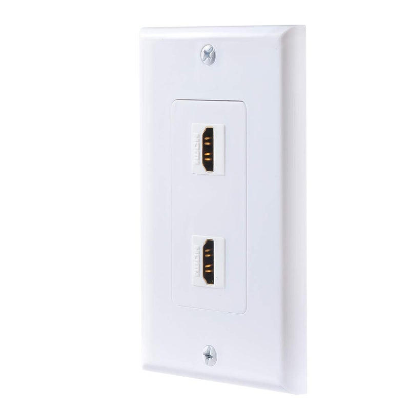 TENINYU Dual HDMI Wall Plate, HDMI Socket Plug Insert Jack Outlet Panel Mount Support 4K 60Hz HDR 1080P 3D Ethernet Built in High Speed Cable Extension Coupler for Projector & Home Theater (2 Port) - Image 2